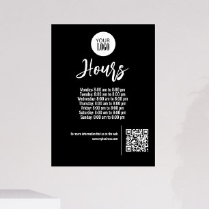 Uren van zwart zakelijk QR-code bord op maat Raamsticker