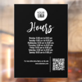 Uren van zwart zakelijk QR-code bord op maat Raamsticker (Vel 2)