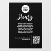 Uren van zwart zakelijk QR-code bord op maat Raamsticker (Vel)