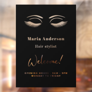 Uren visagist open zwart raamsticker