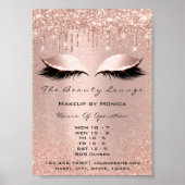 Uren wimper make-up salon Rose Drips Glitter Poster (Voorkant)