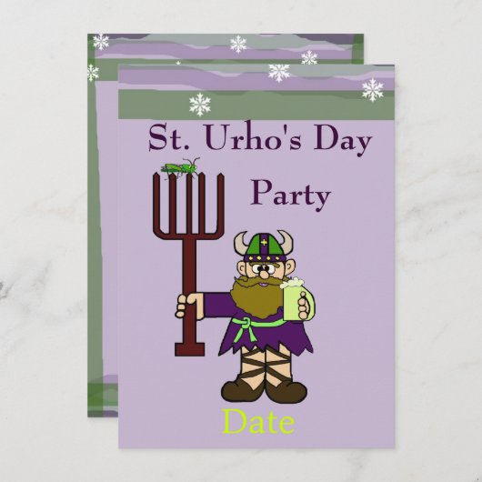 Urho's Day Party Invitation in St. Urho Kaart (Voorkant / Achterkant)