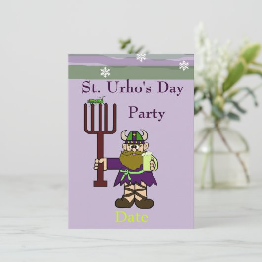 Urho's Day Party Invitation in St. Urho Kaart (Staand voorkant)