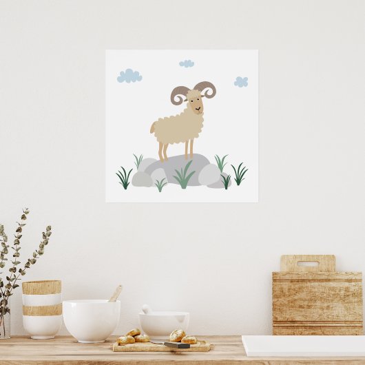 Urial-berggeitennursery-muurkunst Poster (Keuken)