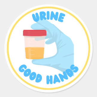 Urine goede handen ronde sticker