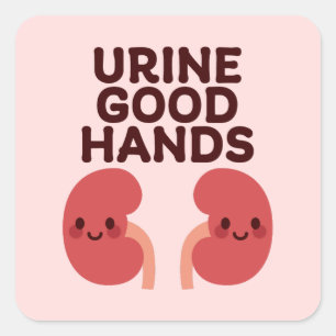 Urine goede handen - Schattige lachend nierontwerp Vierkante Sticker