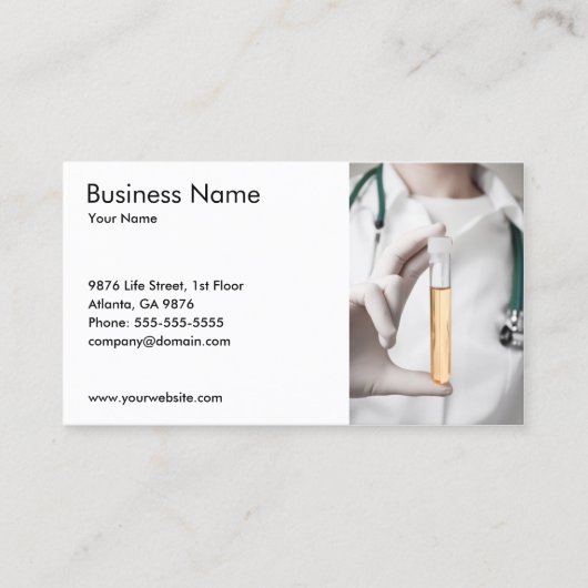 Urine Sample Business Card-sjabloon Visitekaartje (Voorkant)