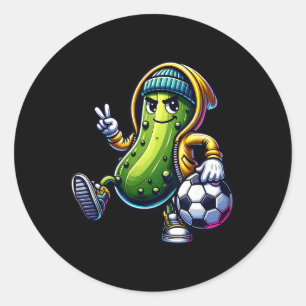 Urn Pickle Voetbalspeler Cool Cartoon Vibes  Ronde Sticker