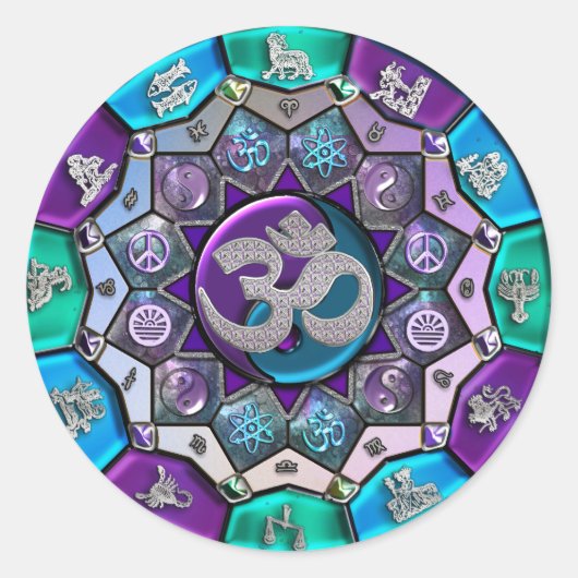 UROCK Independence Mandala ~ BTC Ronde Sticker (Voorkant)