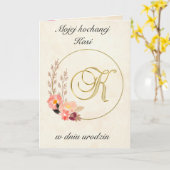 Urodziny - Gepersonaliseerde Poolse verjaardagskaa Kaart (Gele Bloem)