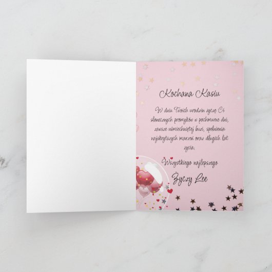Urodziny - Gepersonaliseerde Poolse verjaardagskaa Kaart (Binnen)