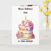 Urodziny - Gepersonaliseerde Poolse verjaardagskaa Kaart (Gele Bloem)