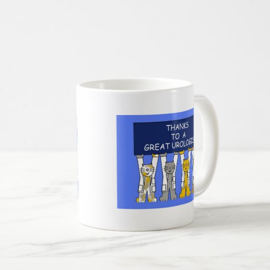 Uroloog Bedankt Cartoon Katten in witte jassen Koffiemok (Voorkant rechts)