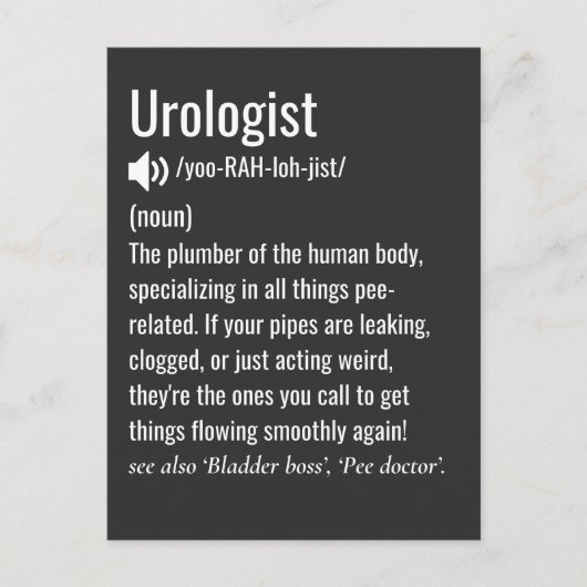 Uroloog definitie grappige urologie briefkaart (Voorkant)