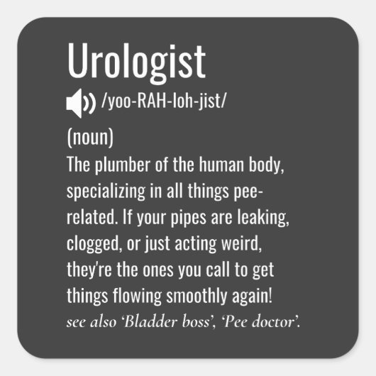Uroloog definitie grappige urologie vierkante sticker (Voorkant)