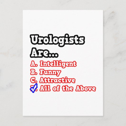 Uroloog Quiz...Joke Briefkaart (Voorkant)
