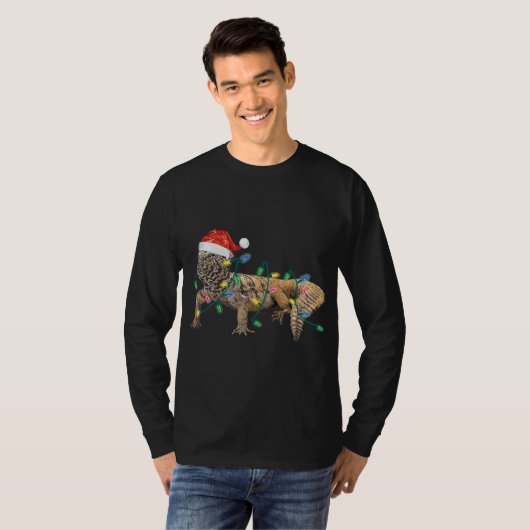 Uromastyx Kerstverlichting Santa Hoed Dabb Lizard  T-shirt (Voorkant volledig)