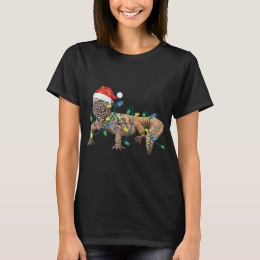Uromastyx Kerstverlichting Santa Hoed Dabb Lizard T-shirt (Voorkant)