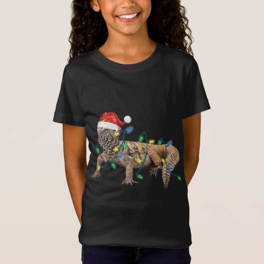 Uromastyx Kerstverlichting Santa Hoed Dabb Lizard T-shirt (Voorkant)