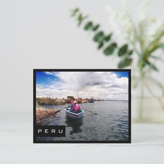 Uros op het meer van Titicaca, briefkaart van het  (Staand voorkant)