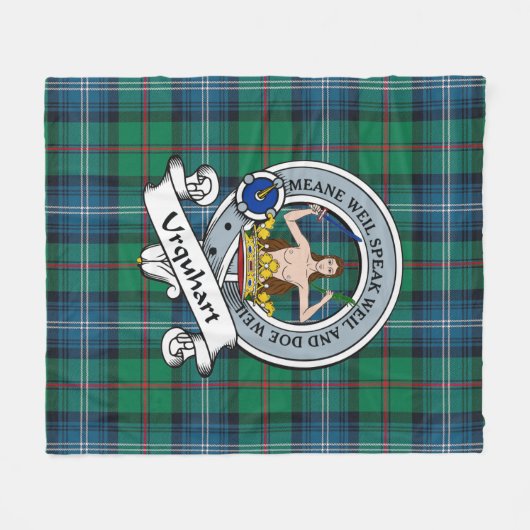 Urquhart Ancient Clan Badge Tartan Pset Fleece Deken (Voorkant (Horizontaal))