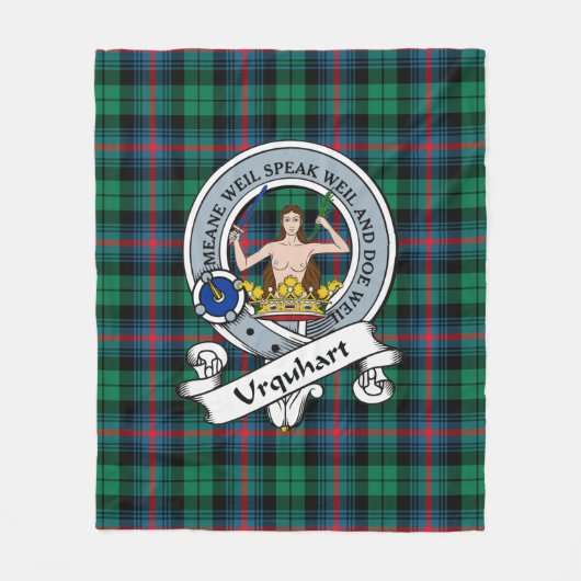 Urquhart Broad Red Ancient Clan Badge Tartan Fleece Deken (Voorkant)