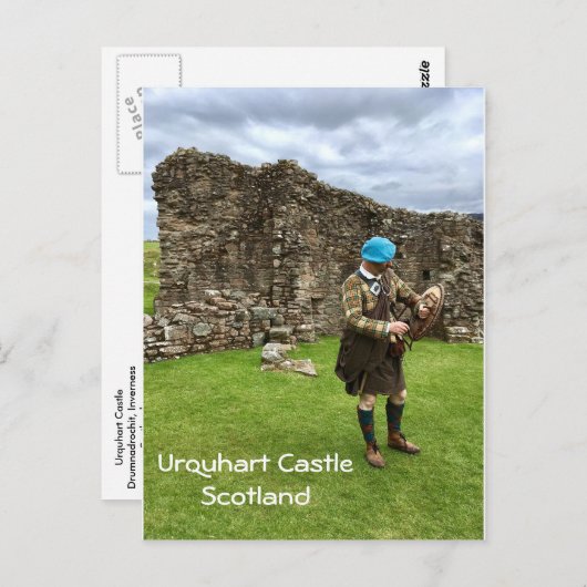 Urquhart Castle in Scotland, Jacobite Man in Kilt Briefkaart (Voorkant / Achterkant)