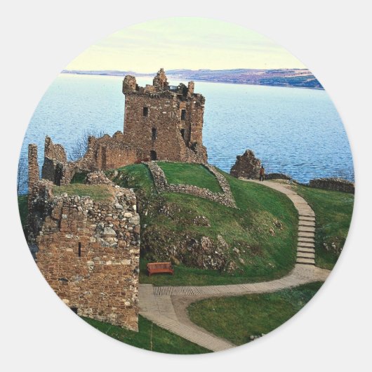 Urquhart Castle, Loch Ness, Schotland Ronde Sticker (Voorkant)