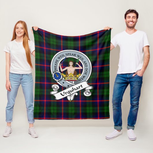 Urquhart Modern Clan Badge Schotse Plaid Fleece Deken (In situ)