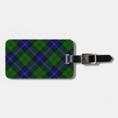 Urquhart tartan blauwe groene vleid bagagelabel (Voorkant horizontaal)