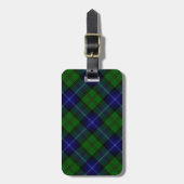 Urquhart tartan blauwe groene vleid bagagelabel (Voorkant verticaal)