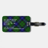 Urquhart tartan blauwe groene vleid bagagelabel (Achterkant horizontaal)