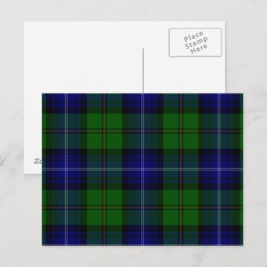 Urquhart tartan blauwe groene vleid briefkaart (Voorkant / Achterkant)