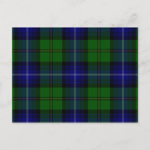 Urquhart tartan blauwe groene vleid briefkaart