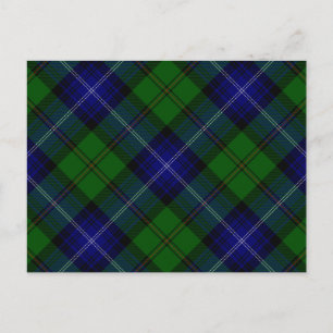 Urquhart tartan blauwe groene vleid briefkaart