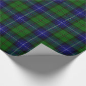 Urquhart tartan blauwe groene vleid cadeaupapier (Hoek)