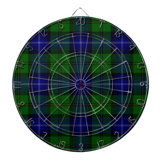Urquhart tartan blauwe groene vleid dartbord (Voorkant)