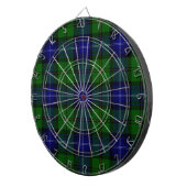 Urquhart tartan blauwe groene vleid dartbord (Voorkant Rechts)