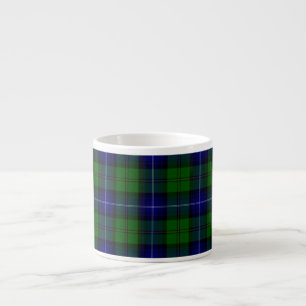 Urquhart tartan blauwe groene vleid espresso kop
