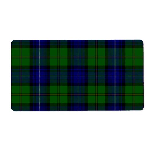 Urquhart tartan blauwe groene vleid etiket (Voorkant)