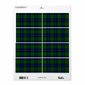 Urquhart tartan blauwe groene vleid etiket (Full Sheet)