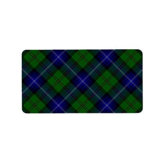 Urquhart tartan blauwe groene vleid etiket (Voorkant)