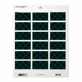 Urquhart tartan blauwe groene vleid etiket (Full Sheet)
