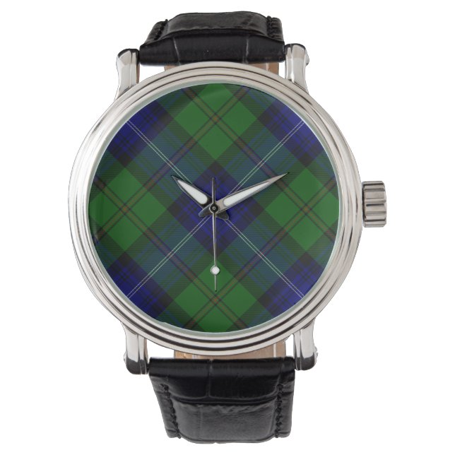 Urquhart tartan blauwe groene vleid horloge (Voorkant)