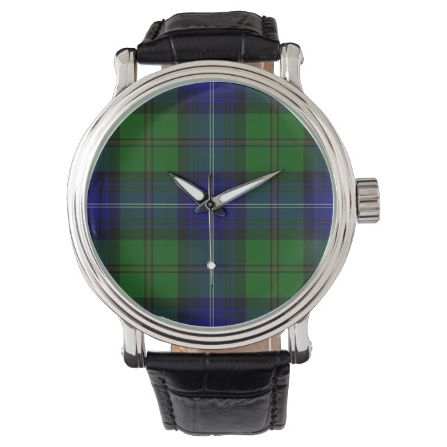 Urquhart tartan blauwe groene vleid horloge (Voorkant)