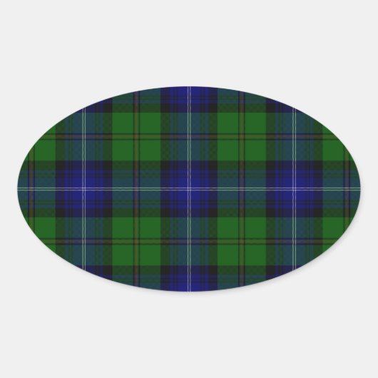 Urquhart tartan blauwe groene vleid ovale sticker (Voorkant)