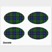 Urquhart tartan blauwe groene vleid ovale sticker (Vel)