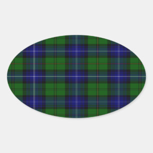 Urquhart tartan blauwe groene vleid ovale sticker