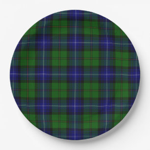 Urquhart tartan blauwe groene vleid papieren bordje
