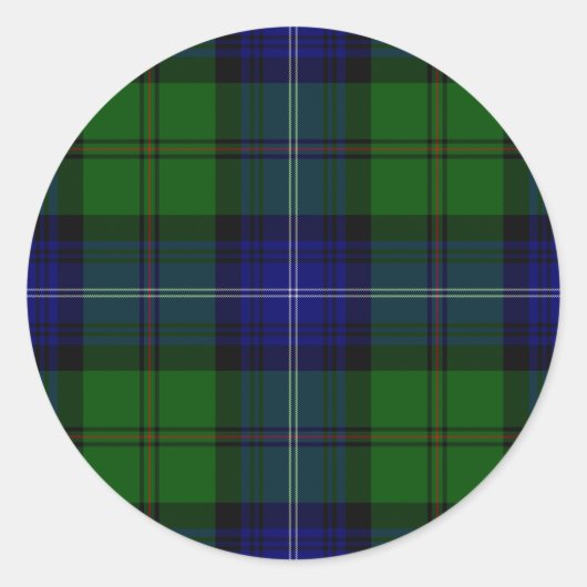 Urquhart tartan blauwe groene vleid ronde sticker (Voorkant)